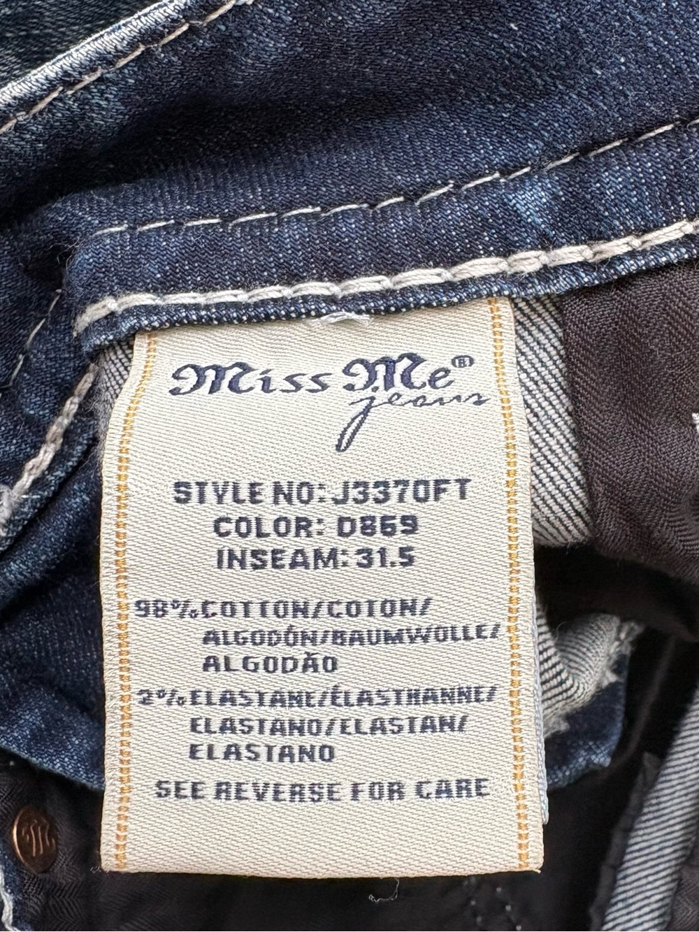 Miss Me Low Rise Straight Distressed Jeans Size 27 - Picture 6 of 8